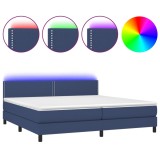Cumpara ieftin Pat cu arcuri, saltea si LED, albastru, 200x200 cm, textil