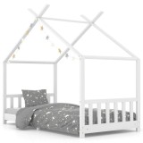Cumpara ieftin Cadru pat de copii, alb, 90 x 200 cm, lemn masiv de pin