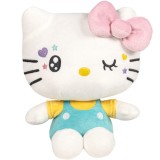 Jucarie din plus Hello Kitty In Your Eyes cu salopeta vernil, 22 cm