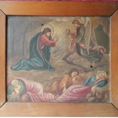 Scena biblica, pictura veche ulei pe panza