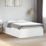 VidaXL Cadru de pat, alb ,135x190 cm, lemn prelucrat