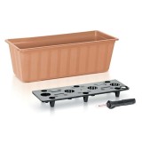 Cumpara ieftin Jardiniera pentru flori cu sistem irigatie, 11 L, 60x18x14 cm, maro, Prosperplast