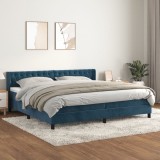 VidaXL Pat box spring cu saltea, albastru &icirc;nchis, 200x200 cm, catifea