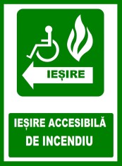 Placuta pentru iesire accesibila de incendiu cu sageata in stanga foto