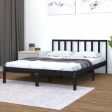 Gossi cadru de pat king size, negru, 150x200 cm, lemn masiv de pin