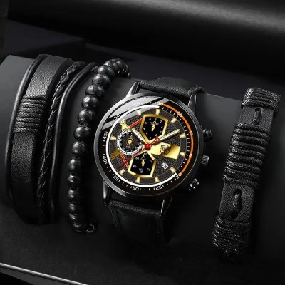Set cadou cu ceas barbatesc Deyros ZH11769SODV si trei bratari elegante foto