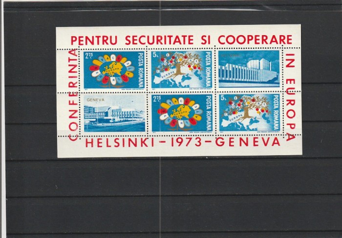 ROMANIA 1973 LP 833 a CONFERINTA PENTRU SECURITATE BLOC MNH NESTAMPILAT