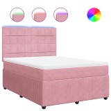 Cumpara ieftin Pat box spring cu saltea, roz, 140x200 cm, catifea