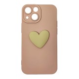 Husa compatibila cu Apple iPhone 13 Mini model Big Heart 5D, Powder Pink, Silicon, TPU, Viceversa, Transparent, Carcasa