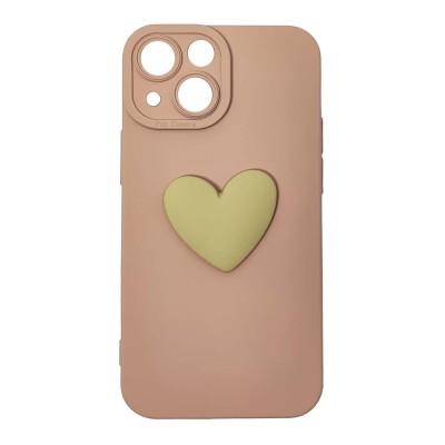 Husa compatibila cu Apple iPhone 13 Mini model Big Heart 5D, Powder Pink, Silicon, TPU, Viceversa foto