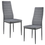 Scaune bucatarie Dolly set 2 buc metal/textil gri [en.casa] HausGarden Leisure