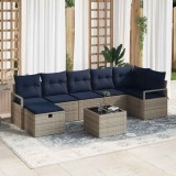 vidaXL Set de canapea cu pernă Manual 8 pcs Gri și bleumarin poliratan 3359214