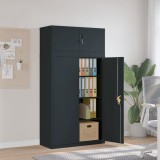 Fiset metalic vidaXL antracit 90x40x180 cm, 3 rafturi reglabile, dulap birou, otel vopsit electrostatic, depozitare sigura