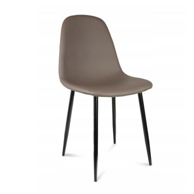 Scaun tip scandinav, tapitat, piele ecologica, model cusatura pe spate, bej si negru, max 100 kg, 44x52x85 cm, Vigo foto