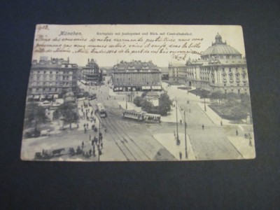 Carte poștală Germană originală &amp;ndash; M&amp;uuml;nchen, Karlsplatz ,Piesă de colecție La Belle &amp;Eacute;poque(cel mai probabil din perioada 1900&amp;ndash;1940) foto