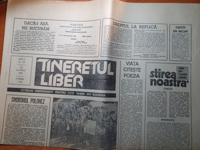 ziarul tineretul liber 26 aprilie 1990- articolul &quot; iadul de la copsa mica &quot;