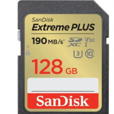 Card de memorie SanDisk Extreme PLUS SDXC, 128GB, UHS-I U3, Clasa 10, V30