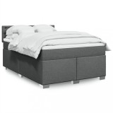 VidaXL Pat box spring cu saltea, gri &icirc;nchis, 140x190 cm, textil 3288198