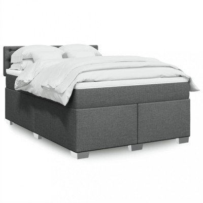 vidaXL Pat box spring cu saltea, gri &amp;icirc;nchis, 140x190 cm, textil 3288198 foto