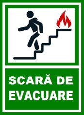 Placuta pentru scara de evacuare iesire pe scari in stanga jos foto