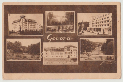 1945 Romania, CP ilustrata multipla Baile Govora, sepia necirculata foto