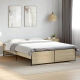 Cumpara ieftin Cadru de pat, stejar sonoma, 160x200cm, lemn prelucrat și metal
