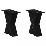 Picioare pentru măsuță de cafea &icirc;n formă de X, 2 buc., negru, 30x(30-31) cm, oțel