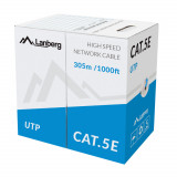 Cumpara ieftin Rola cablu UTP, Lanberg 42761, cat.5e, lungime 305m, AWG 24, 100 MHz, solid CCA, ethernet, albastra