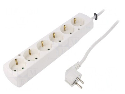 Prelungitor electric 6 prize Schuko alb 16A foto