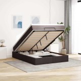 VidaXL Cadru de pat otoman cu saltea țesătură maro &icirc;nchis 140x200 cm