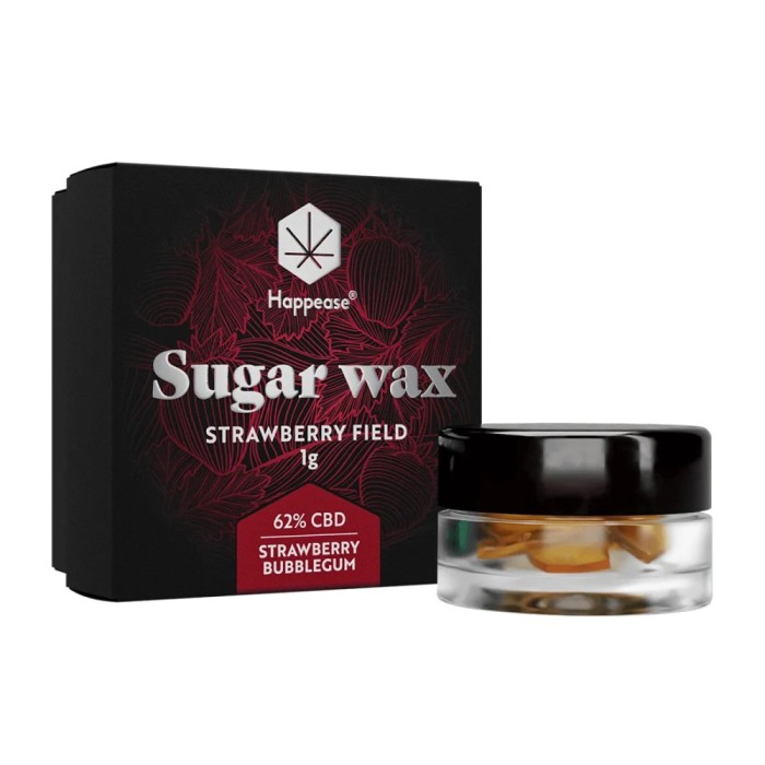 Sugar Wax CBD + terpeni, 62%, 1gr, HAPPEASE, Strawberry Bubblegum
