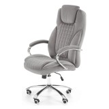 Scaun directorial HM King 2, stofa tip catifea, baza metalica, robust, mecanism de balans, roti cauciuc, 120 kg, gri