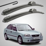 Cumpara ieftin Set 2 Ștergătoare Parbriz Flat Dedicate Hyundai Accent 2 LC (1999-2005), Prindere Hook (C&acirc;rlig)