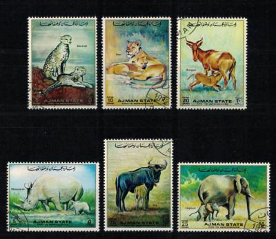 AJMAN 1972 - Animale salbatice / serie completa foto