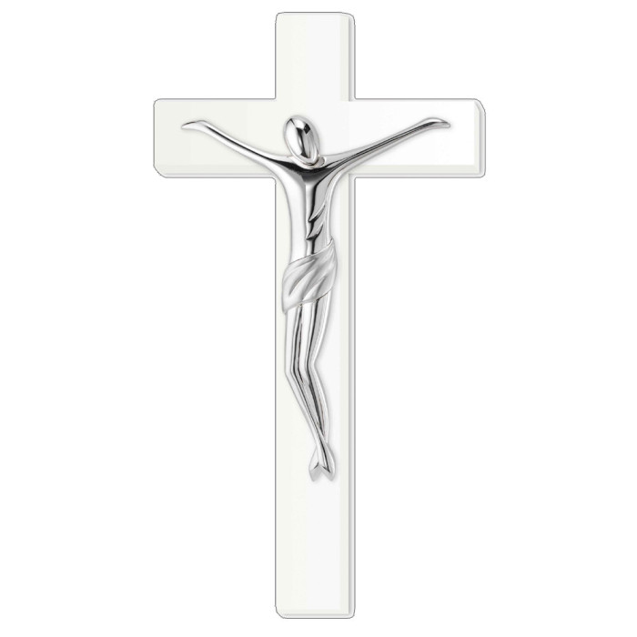 Cruce Alba si Crucifix Argint 46cm COD: 2833