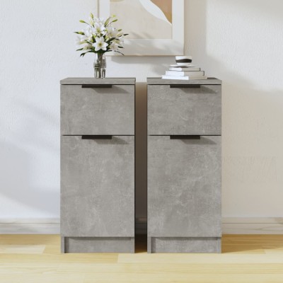 vidaXL Servante, 2 buc., gri beton, 30x30x70 cm, lemn compozit foto