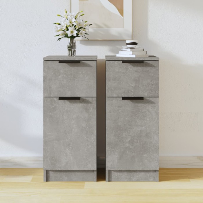 vidaXL Servante, 2 buc., gri beton, 30x30x70 cm, lemn compozit