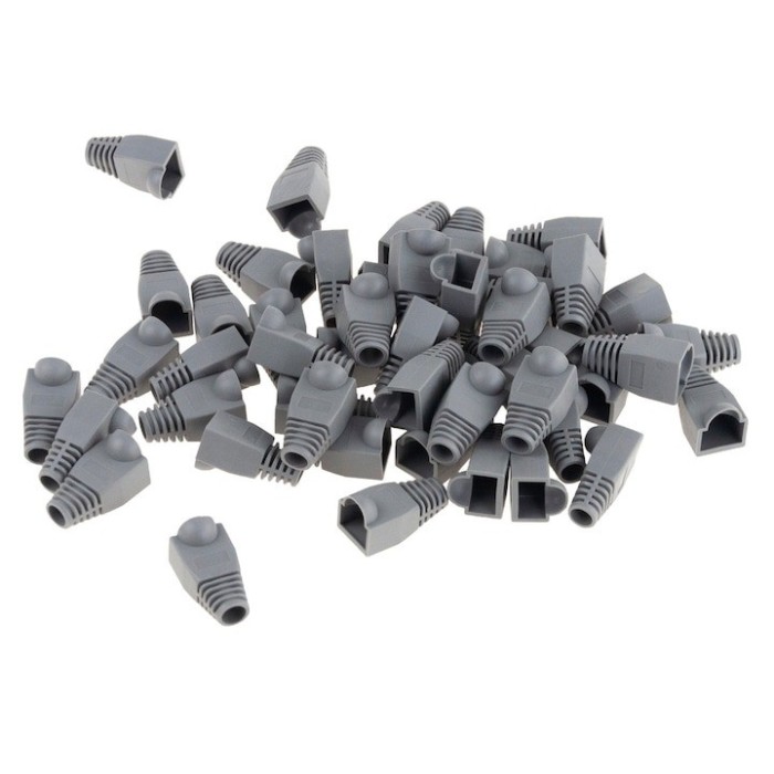 Set 100 bucati manson de protectie pentru mufe internet, RJ 45, gri