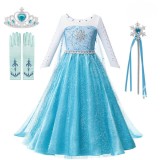 Rochita printesa ELSA FROZEN cu trena si accesorii, calitate premium