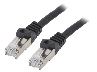 Patch cord S/FTP Cat 6a LSZH Negru 3m Cablexpert foto