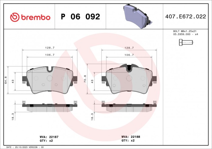 BREMBO P 06 092 PRIME LINE set placute frana,frana disc