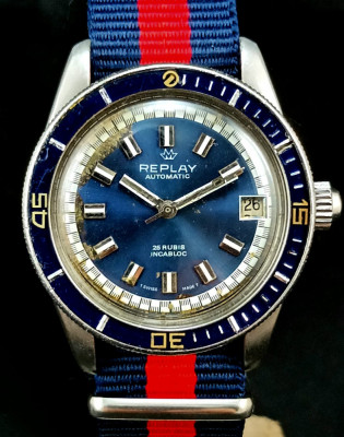 Superb pentru colectionari! Ceas vintage REPLAY diver calibru ETA 2683 foto