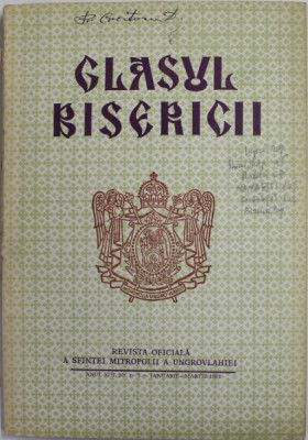 GLASUL BISERICII , REVISTA OFICIALA A SFINTEI MITROPOLII A UNGROVLAHIEI , ANUL XLII , NR. 1-3 , IANUARIE - MARTIE , 1983 foto