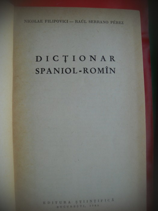 HOPCT DICTIONAR SPANIOL-ROMAN-N FILOPOVICI-CARTE LEGATA 1964 -1010 PAGINI