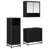 vidaXL Set de mobilier pentru baie 3 pcs Stejar Negru Lemn compozit 3402386