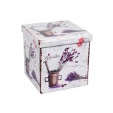 Taburete cu spatiu depozitare, Design, MDF/ Piele ecologica, 100 kg, 38 x 38, Lavanda New