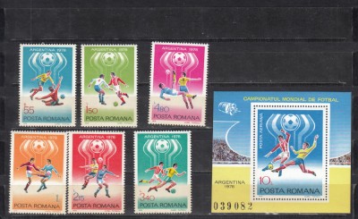 ROMANIA 1978 LP 954 LP 955 C.M. FOTBAL ARGENTINA SERIE+ COLITA MNH foto