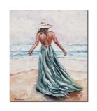Cumpara ieftin Tablou pictat manual, La plimbare in bataia brizei, 60x50cm ulei pe panza, Mircea Iordache