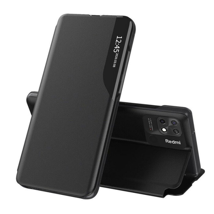 Husa Xiaomi Redmi 10C Eco Leather View flip tip carte, negru