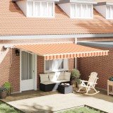 vidaXL Marchiză retractabilă manuală cu LED Galben și Portocaliu 400x300 cm